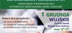 Bezpłatne szkolenia dla organizacji pozarządowych „Wzmacniamy podkarpackie NGO w powiatach: bieszczadzkim, leskim, sanockim